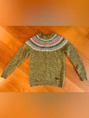 Icewear Wool Yellow Patterned Sweater Size Small